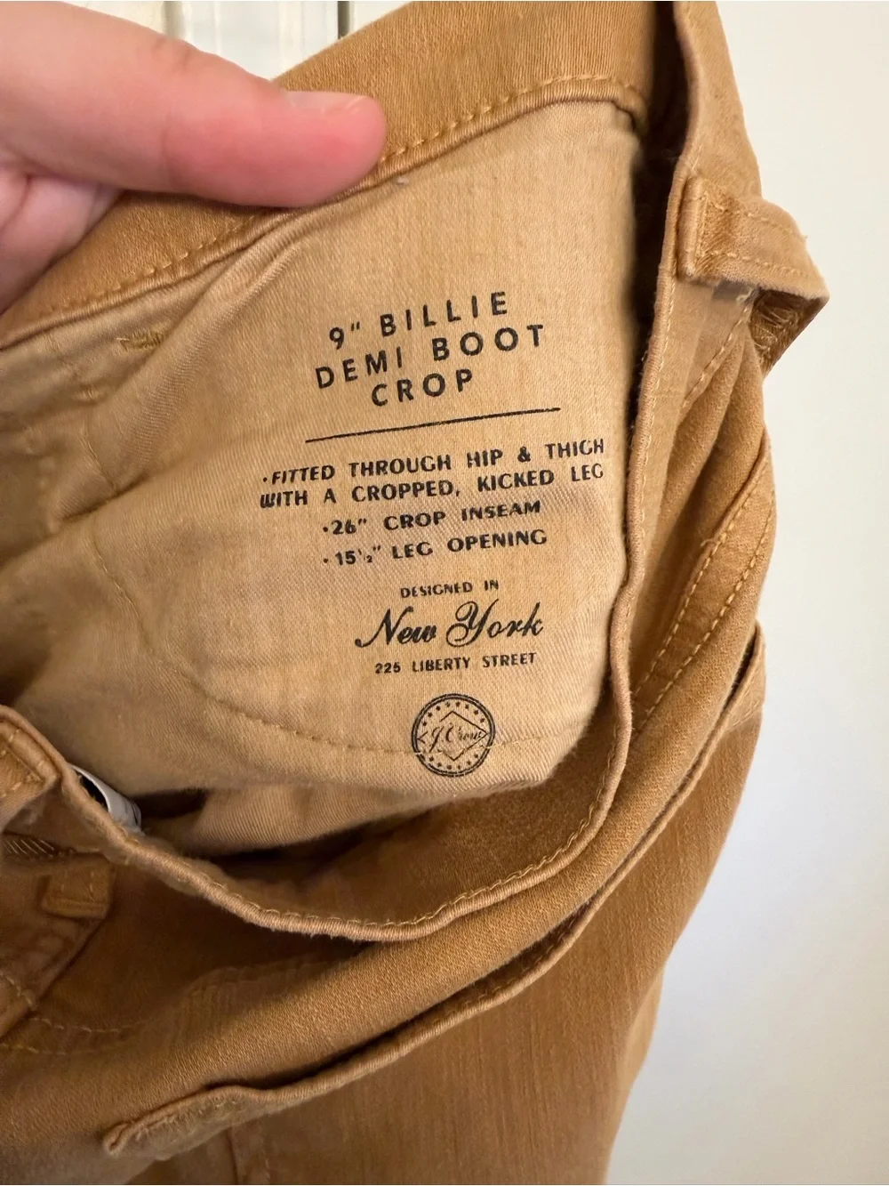 J. Crew 9” Billie Demi-Boot Crop Pants Camel Brown Women’s Size 29